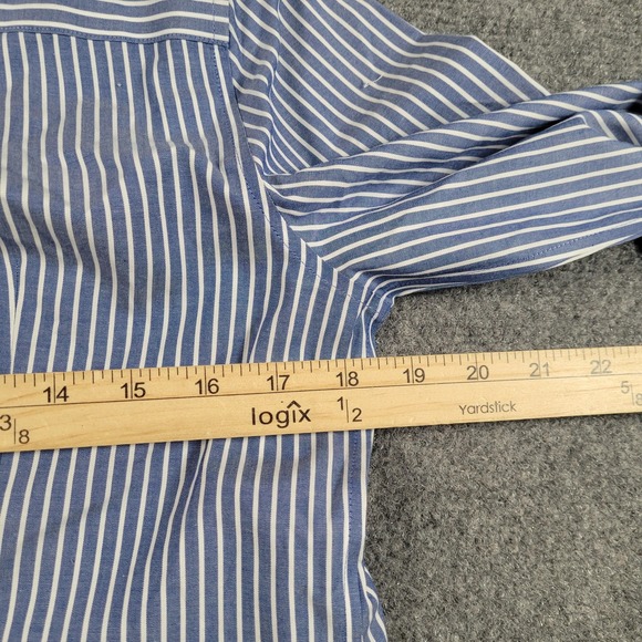 Talbots Shirt Womens 6P Blue White Stripe Button Front Wrinkle Resistant Petites - Picture 6 of 10